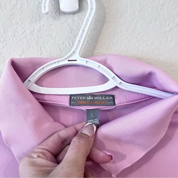 Peter Millar Mens Summer Comfort Golf Polo Shirt Pink Size L - Picture 3 of 7